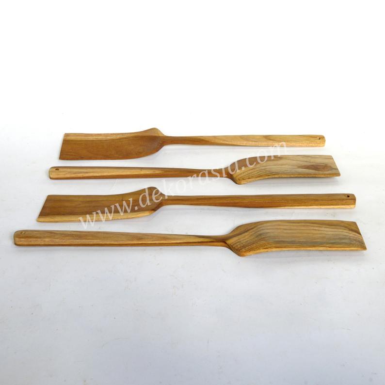 Teak Wood - Wooden Spatula Kitchen Utensil Rectangular Blade - 15.75 inches length | Kitchenware